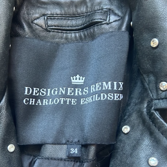 Charlotte Eskildsen Designers Remix Jacket Black Leather Crystals - Picture 4 of 12